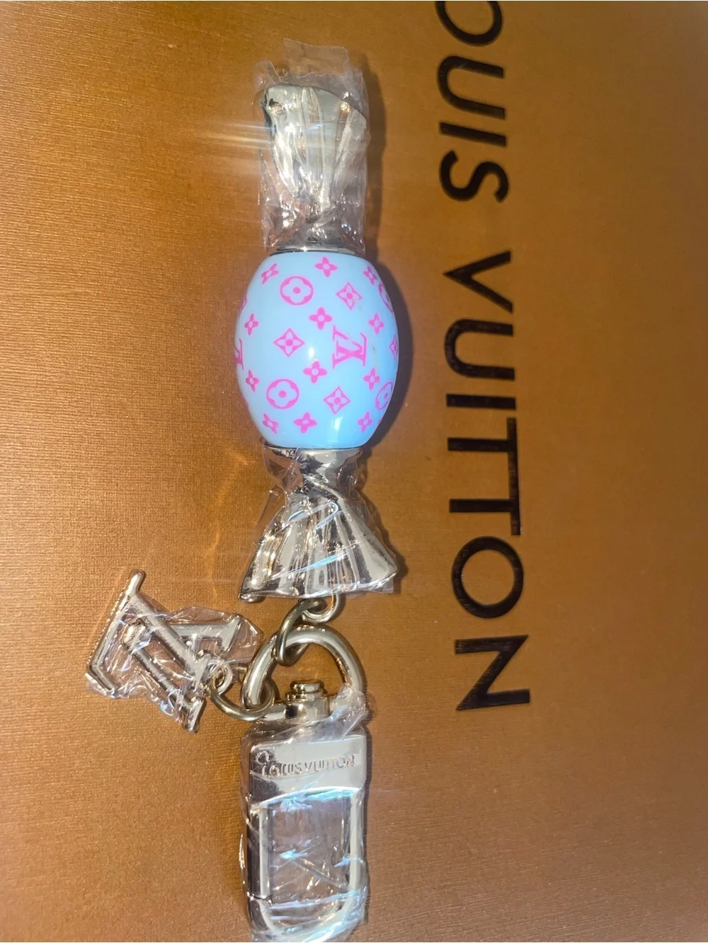 Rare Fashion monogram Pink & Light Blue Candy Charm Key Holder